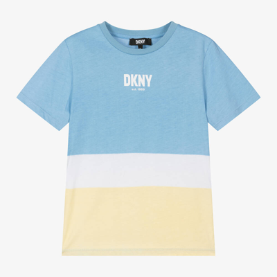 Shop Dkny Teen Boys Blue & Yellow Cotton T-shirt