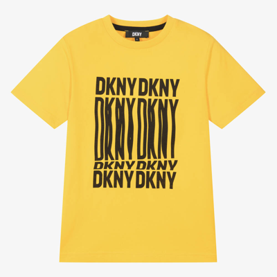 Shop Dkny Teen Boys Yellow Cotton T-shirt