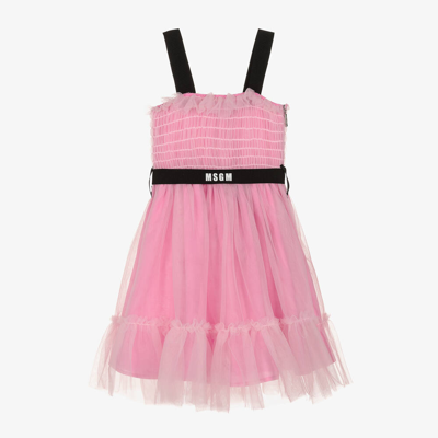 Shop Msgm Girls Pink Tulle Dress