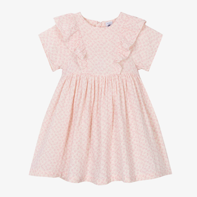 Shop Petit Bateau Girls Pink Floral Organic Cotton Dress