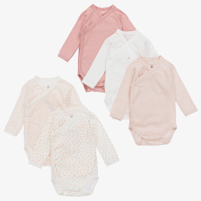 Shop Petit Bateau Baby Girls Pink Cotton Bodyvests (5 Pack)