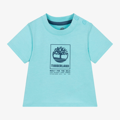 Shop Timberland Boys Blue Organic Cotton T-shirt