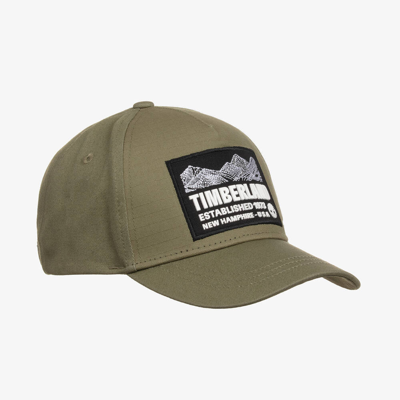 Shop Timberland Boys Khaki Green Cotton Twill Cap