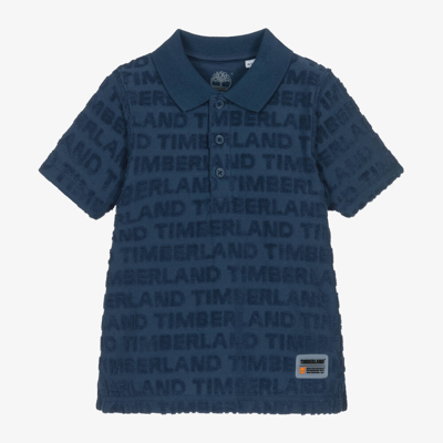 Shop Timberland Boys Navy Blue Cotton Polo Shirt