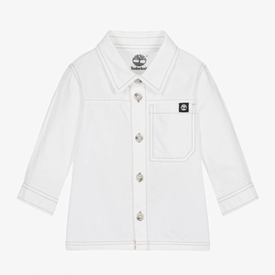 Shop Timberland Boys White Oxford Cotton Shirt
