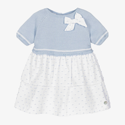 Shop Paz Rodriguez Baby Girls Blue & White Cotton Dress