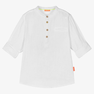 Shop Sunuva Boys White Collarless Cotton Shirt