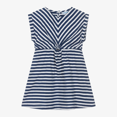 Shop Mayoral Girls Blue Striped Cotton Dress