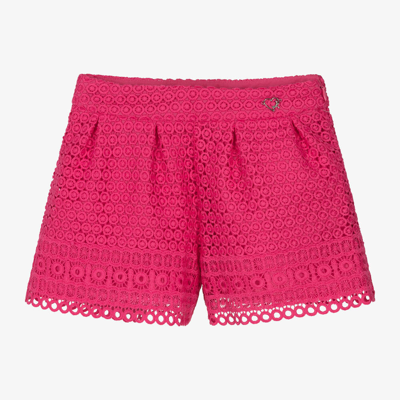 Shop Mayoral Girls Pink Guipure Lace Shorts