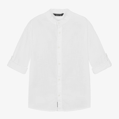 Shop Mayoral Nukutavake Boys White Collarless Cotton Shirt