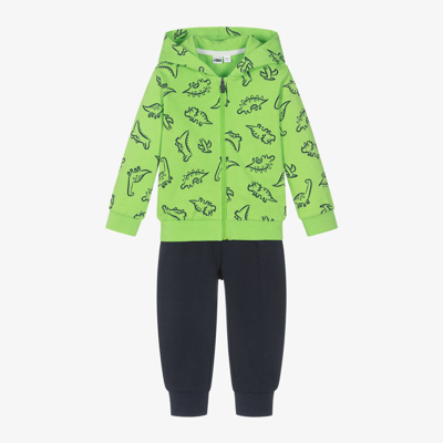 Shop Ido Baby Boys Green Dinosaur Print Cotton Tracksuit