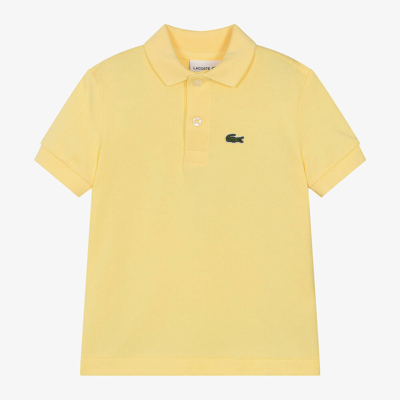 Shop Lacoste Yellow Cotton Crocodile Polo Shirt