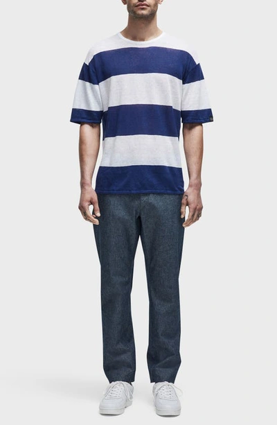 Shop Rag & Bone Kerwin Oversize Stripe Linen T-shirt In Blue Stripe