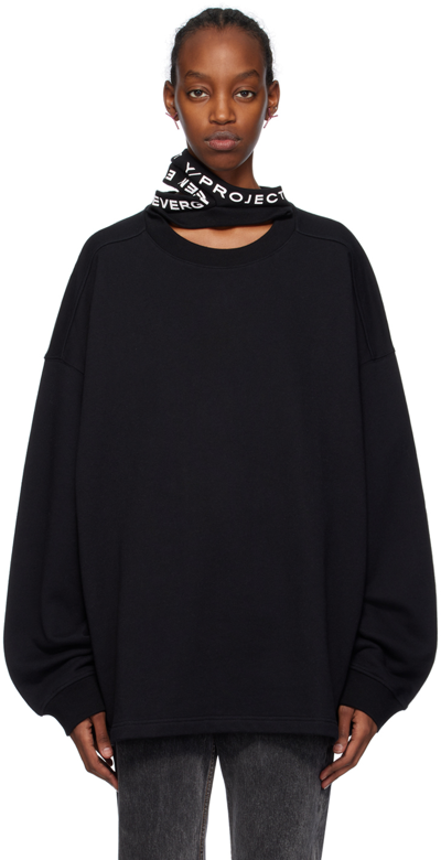 Shop Y/project Black Triple Collar Sweatshirt In Vintage Black