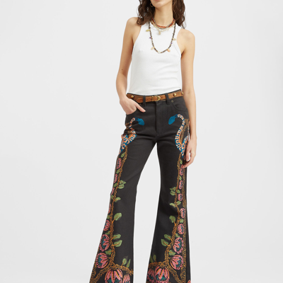 Shop La Doublej Superflare Jeans In Eve Black