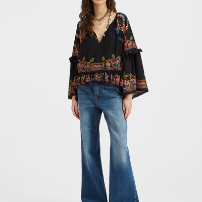 Shop La Doublej Boho Blouse In Eve Black