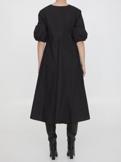Shop Ganni Long Dress In Cotton In Black