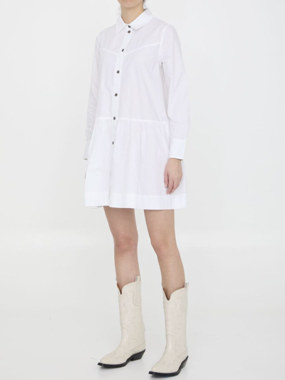 Shop Ganni Mini Shirt Dress In White