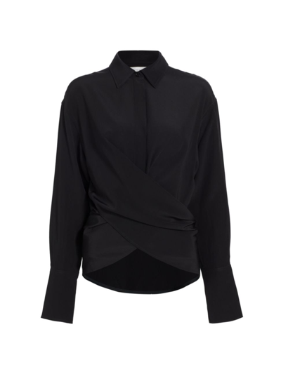 Shop Victoria Beckham Women's Silk Tie-front Blouse In Black