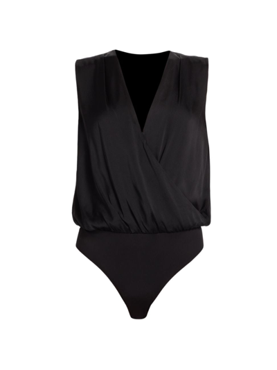 Shop Favorite Daughter Women's Date Sleeveless Satin Bodysuit In Black