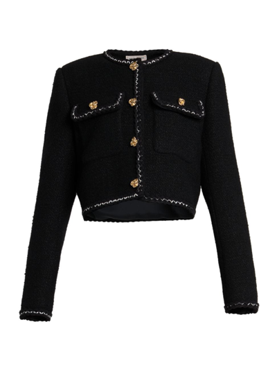 Shop Alexander Mcqueen Women's Wool Tweed Tailored Jacket In Black