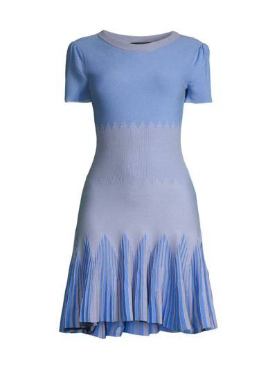 Shop Emporio Armani Women's Geometric Jacquard Knit Minidress In Sky Blue