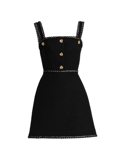 Shop Alexander Mcqueen Women's Wool Tweed A-line Minidress In Black