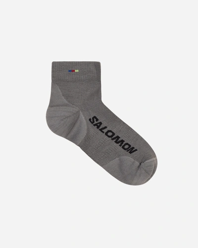 Shop Salomon Sunday Smart Ankle Socks Shark Skin In Grey