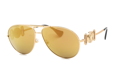 Pre-owned Versace Aviator Sunglasses Gold (ve2249-10027p)