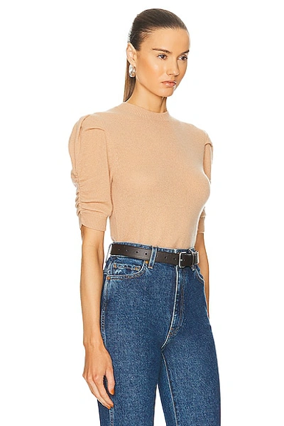 Shop Frame Ruched Sleeve Cashmere Sweater In Blush