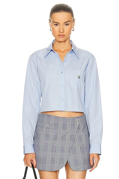 Shop Givenchy 4g Cropped Shirt In Baby Blue