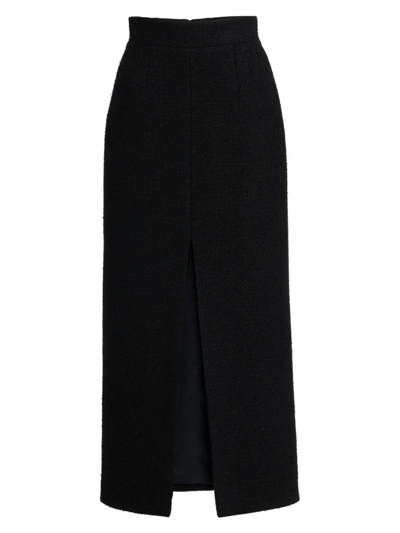 Shop Alexander Mcqueen Women's Wool Tweed Maxi Skirt In Black