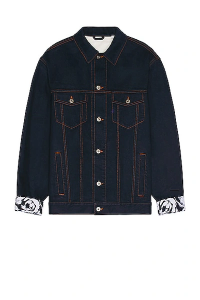 Shop Burberry Denim Jacket In Indigo Blue