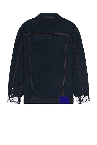 Burberry Denim Jacket With Chest Pockets And Contrast Stitching In Indigo Blue