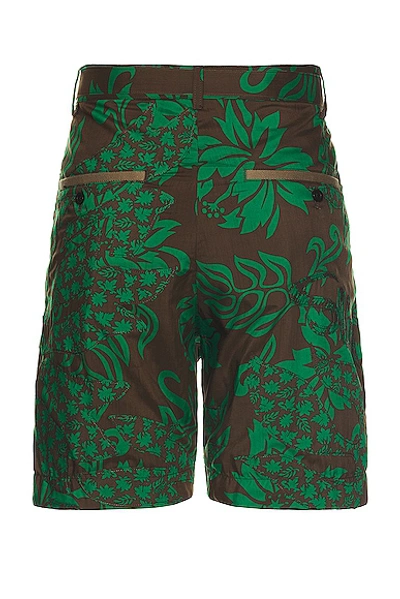 Shop Sacai Floral Embroidered Patch Shorts In Green