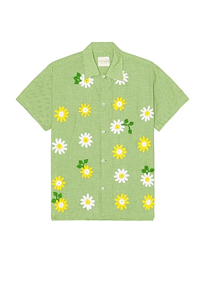Shop Harago Crochet Applique Shirt In Green