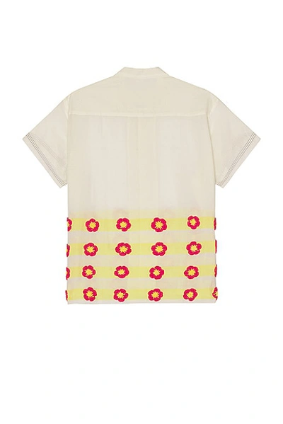 Shop Harago Crochet Applique Short Sleeve Shirt In Off White