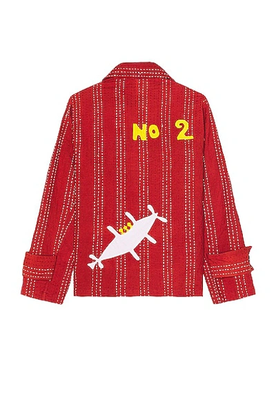 Shop Harago Quilted Applique Jacket In Red