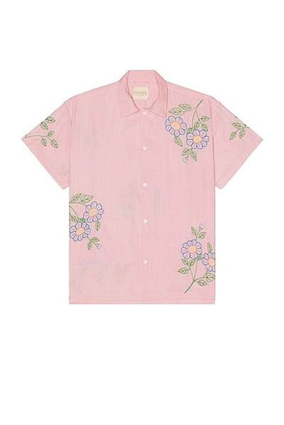 Shop Harago Embroidered Short Sleeve Shirt In Pink