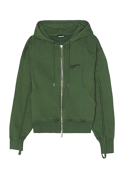 Shop Jacquemus Le Sweater Camargue Zipper In Dark Green