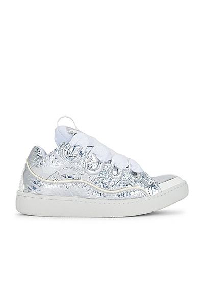 Shop Lanvin Curb Sneakers Metallic Effect In Silver