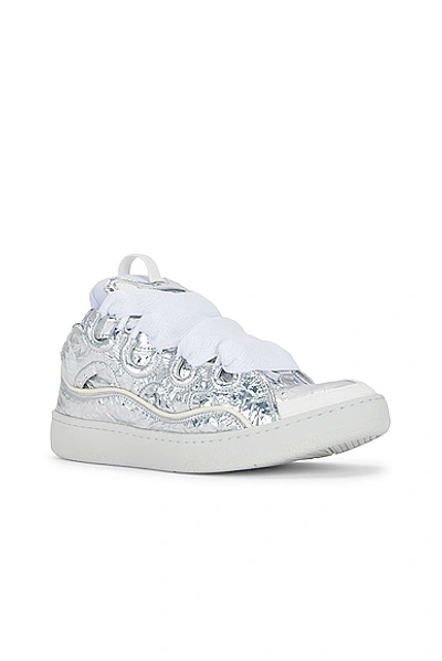 Shop Lanvin Curb Sneakers Metallic Effect In Silver