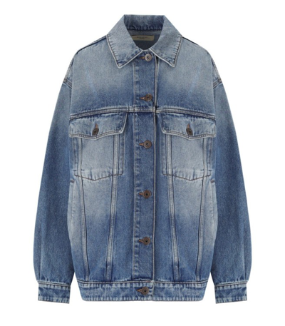 Shop Max Mara Pio Denim Oversize Jacket In Blue