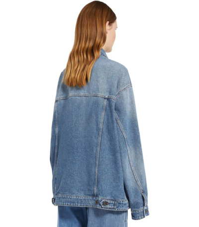Shop Max Mara Pio Denim Oversize Jacket In Blue