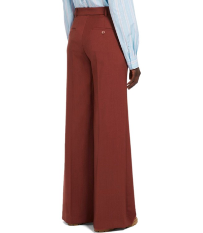 Shop Max Mara Sonale Rust Flared Trousers In Red