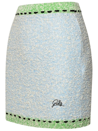Shop Gcds Boucle Mini Skirt In Blue