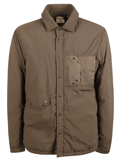 Shop Ten C Padded Press-stud Shirt Jacket In Brown