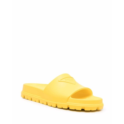 Shop Prada Logo Slides In Yellow