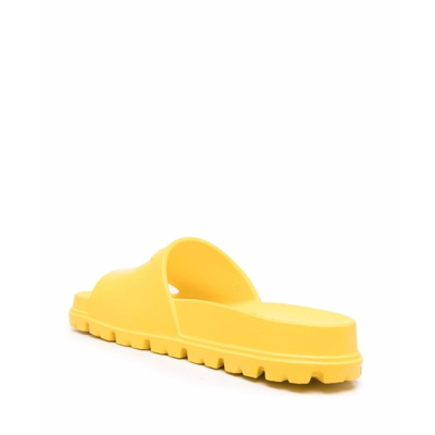 Shop Prada Logo Slides In Yellow