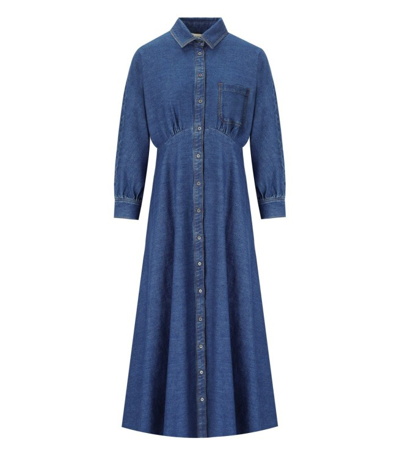 Shop Max Mara Yemen Blue Denim Shirt Dress
